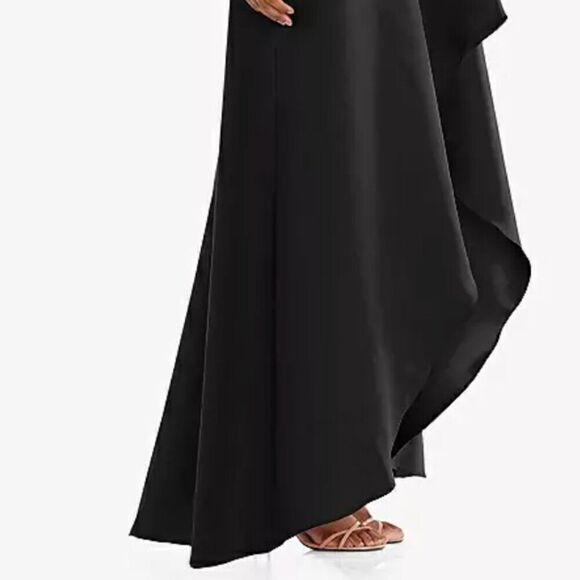 Alfred Sung One shoulder black satin twill gown size 0R NWT - Picture 7 of 11